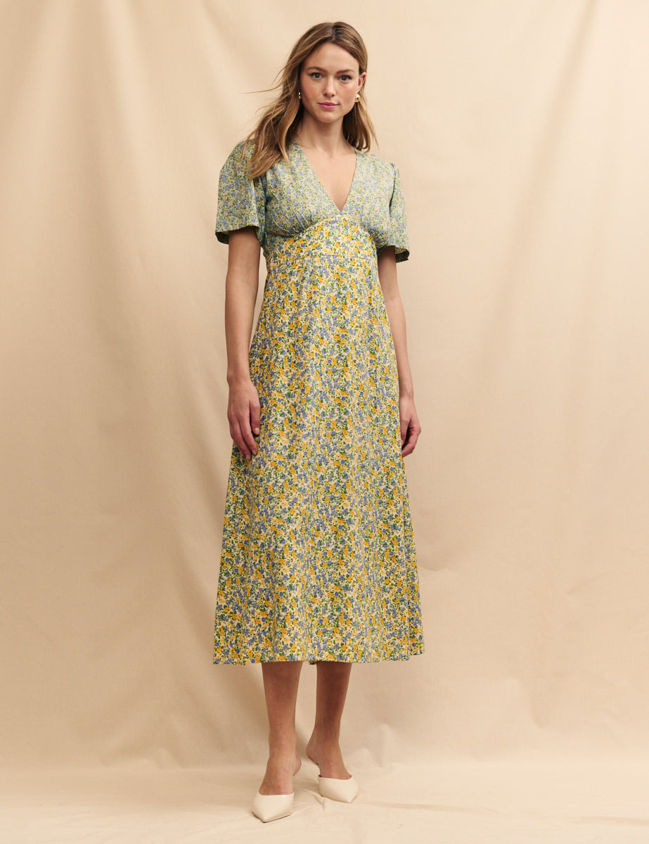 Multi Ditsy Floral Leo Midi Dress