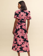 Pink Flower Print Starlight Midi Dress