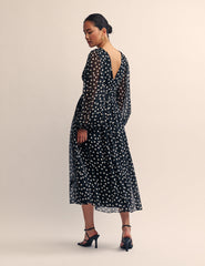 Black Polka Dot Anya Midi Dress