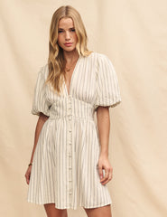 Cream Pinstripe Starlight Mini Dress