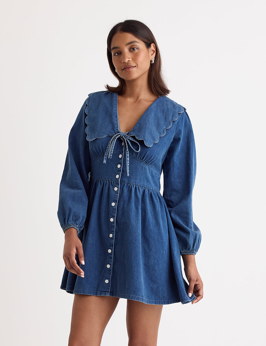 Denim Long Sleeve Birdie Mini Dress