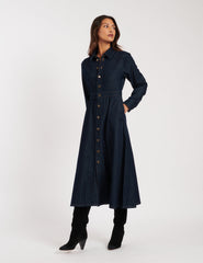 Dark Wash Denim Graceland Midi Shirt Dress