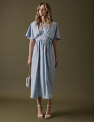 Soft Blue V Neck Midi Lorelai Dress