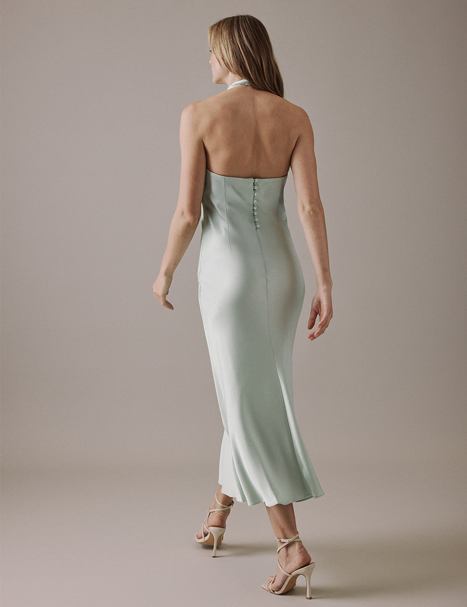 Soft Green Halter Neck Midaxi Novie Dress