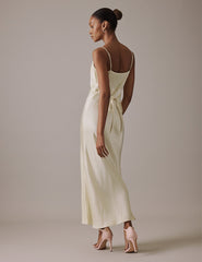 Butter Yellow Cowl Neck Midi Trixie Dress