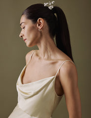 Butter Yellow Cowl Neck Midi Trixie Dress