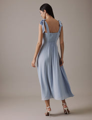 Soft Blue Square Neckline Midi Tamar Dress