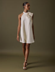 Ivory Halter Neck Mini Bodry Bridal Dress