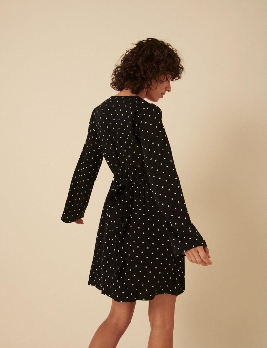 Black Polka Dot Lydia Mini Dress