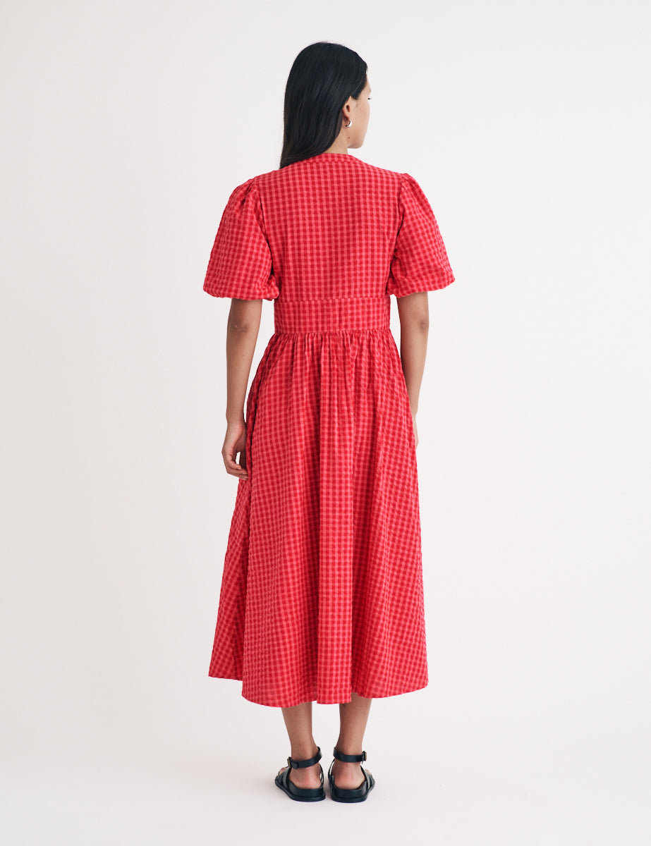 Pink And Red Gingham Starlight Midi Dress
