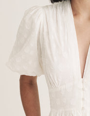 White Textured Spot Starlight Midi Dress