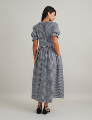 Black Gingham Flossie Midi Dress