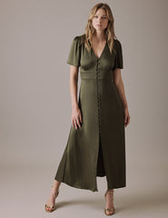 Olive V Neck Midi Erin Dress