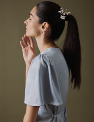 Soft Blue V Neck Midaxi Alaina Dress