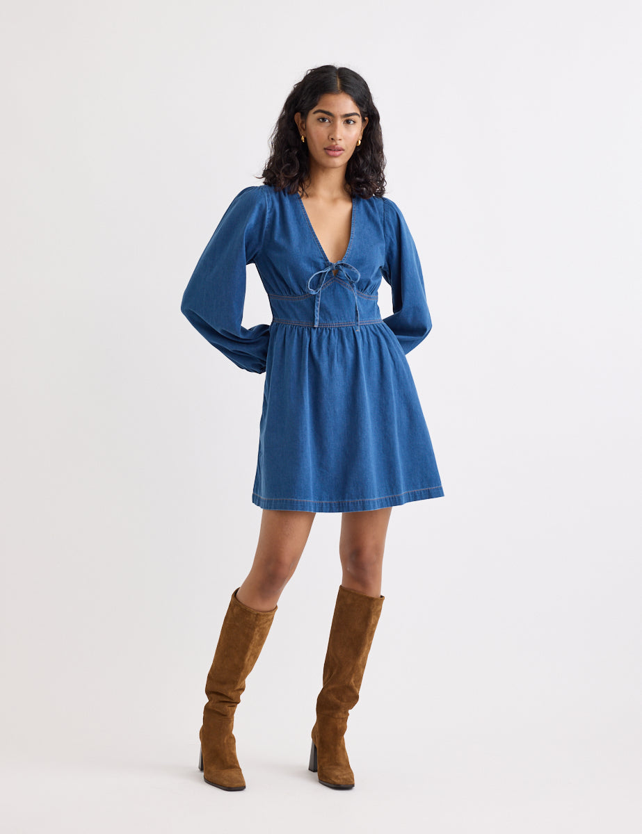 Long Sleeve Denim Astra Mini Dress