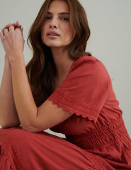 Red Tiered Zara Midi Dress