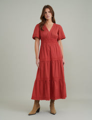 Red Tiered Zara Midi Dress