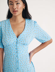 Blue Ditsy Floral Alexa Midi Dress