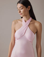 Soft Pink Halter Neck Midaxi Novie Dress