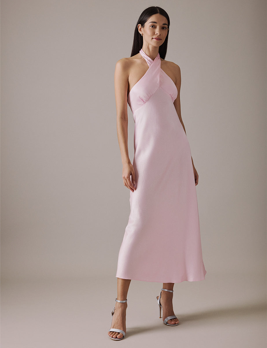 Soft Pink Halter Neck Midaxi Novie Dress