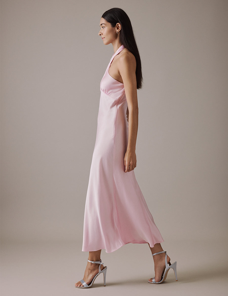 Soft Pink Halter Neck Midaxi Novie Dress