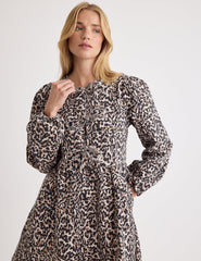 Leopard Print Denim Tie Front Eden Mini Dress
