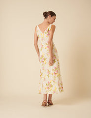 White Floral Hazel Midi Dress