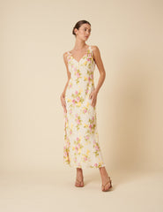 White Floral Hazel Midi Dress