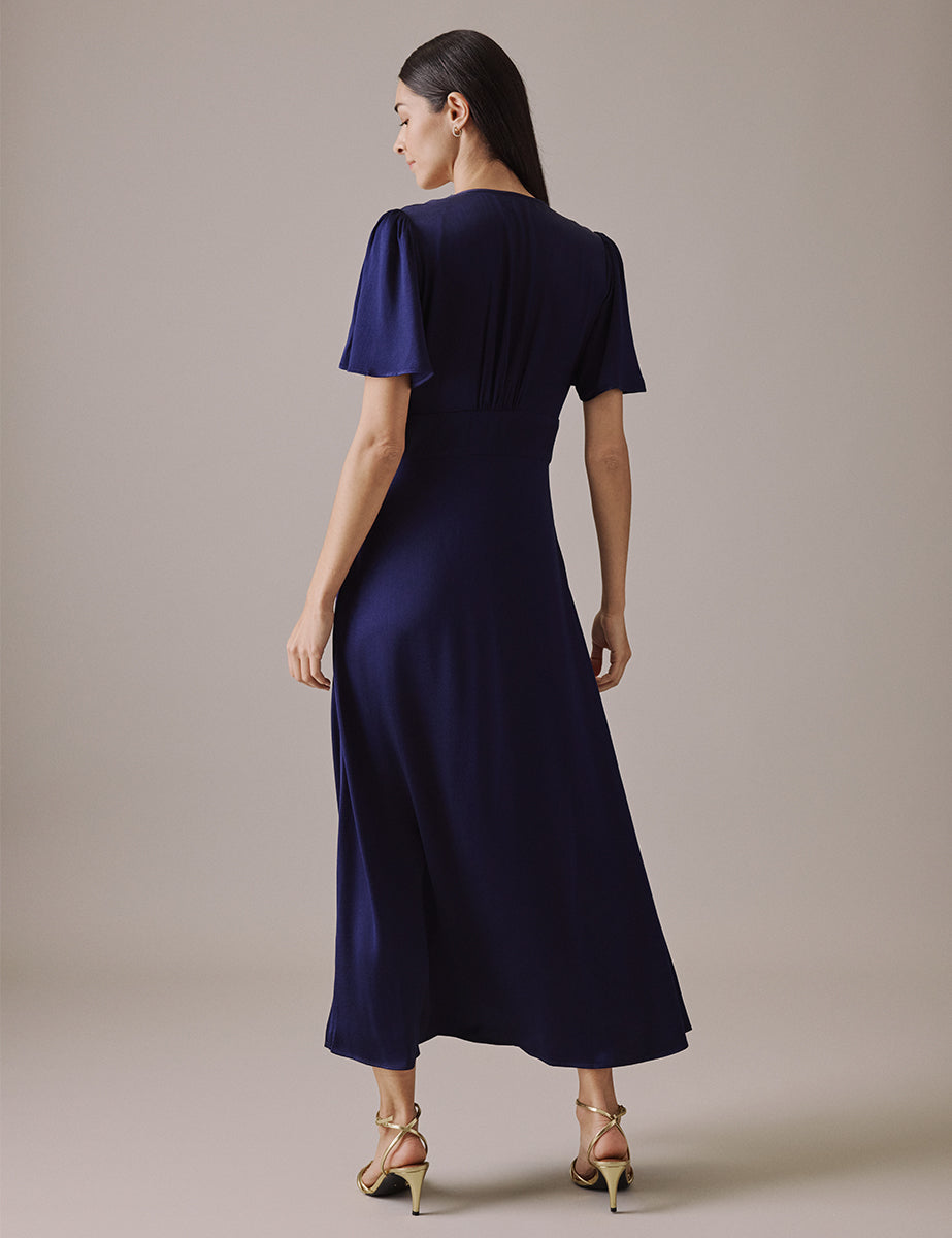 Navy V Neck Midaxi Erin Dress