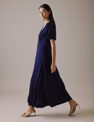 Navy V Neck Midaxi Erin Dress