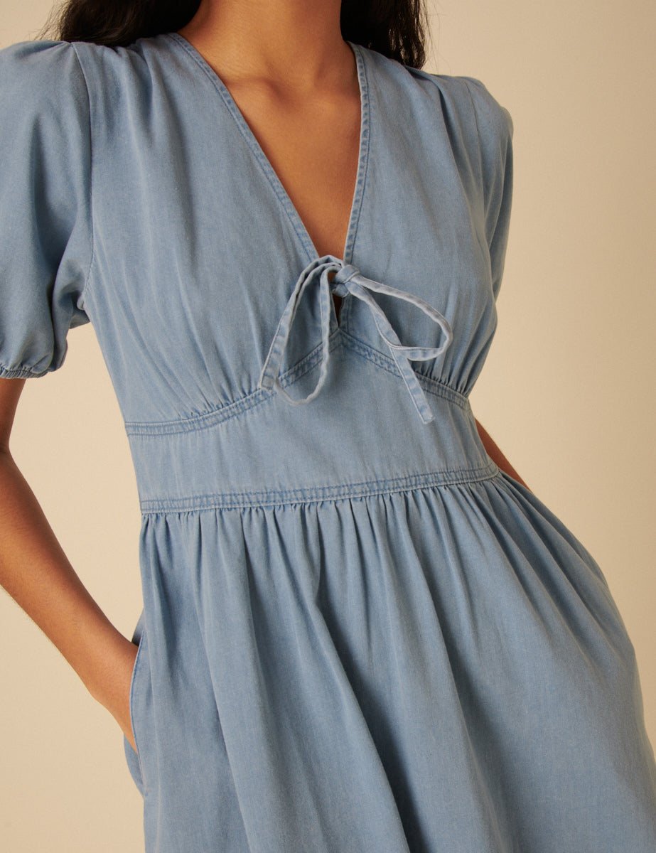 Light Blue Denim Astra Midi Dress