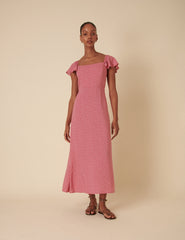 Pink Floral Elsie Midi Dress