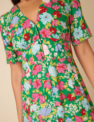 Green Floral Alexa Midi Dress