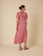 Pink Floral Printed Andie Midi Dress