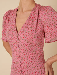 Pink Floral Printed Andie Midi Dress