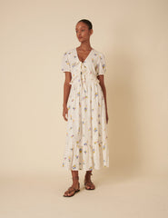 White Ditsy Floral Tiered Katie Midi Dess