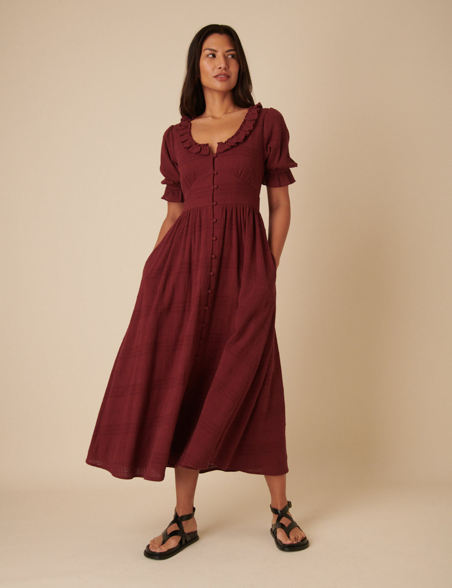 Burgundy Flossie Midi Dress