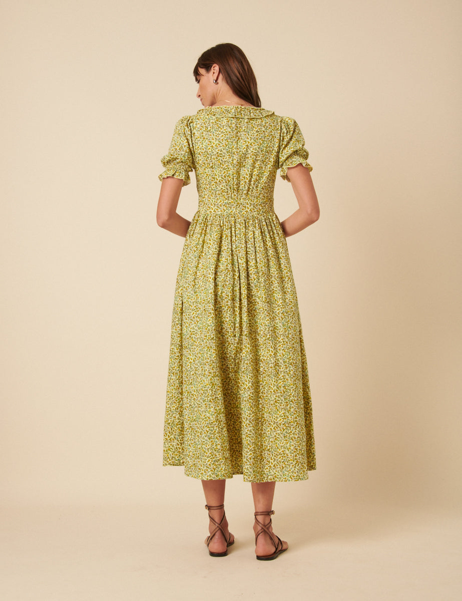 Yellow Ditsy Floral Flossie Midi Dress