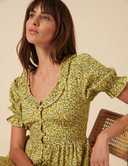 Yellow Ditsy Floral Flossie Midi Dress