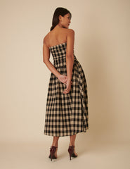 Stone Check Bandeau Felicity Midi Dress