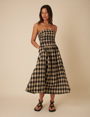 Stone Check Bandeau Felicity Midi Dress