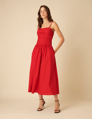 Red Bandeau Felicity Midi Dress