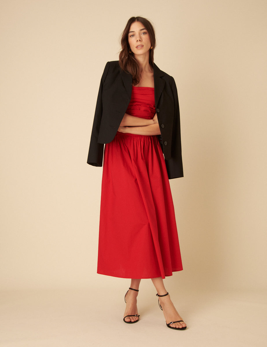 Red Bandeau Felicity Midi Dress