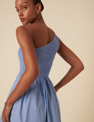 Blue One Shoulder Georgia Midi Dress
