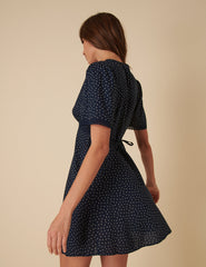 Navy Polka Dot Kharian Mini Dress