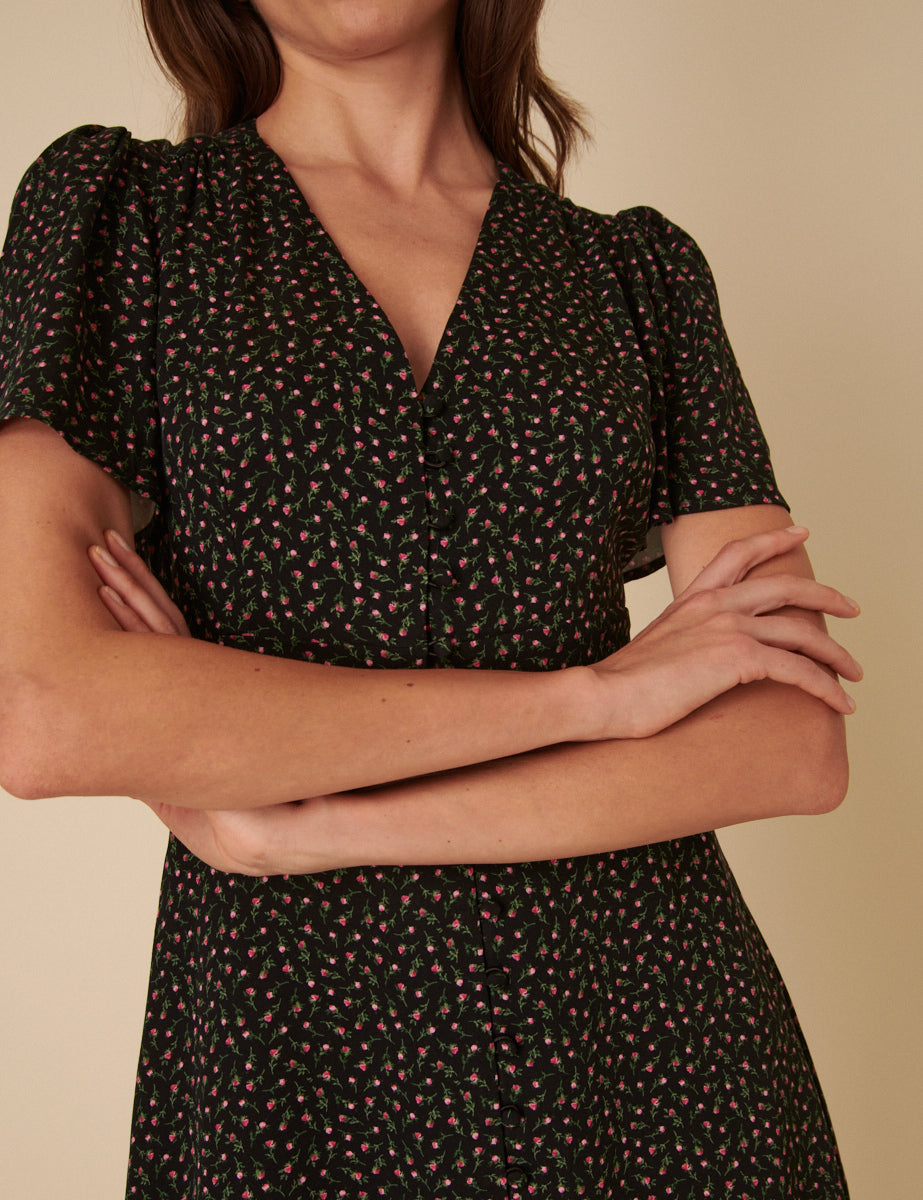 Black Floral Andie Mini Dress