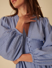 Blue Long Sleeve Starlight Mini Dress