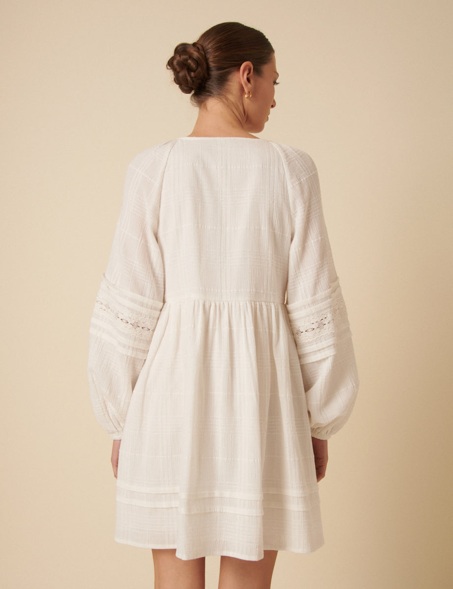 White Long Sleeve Shanice Mini Dress