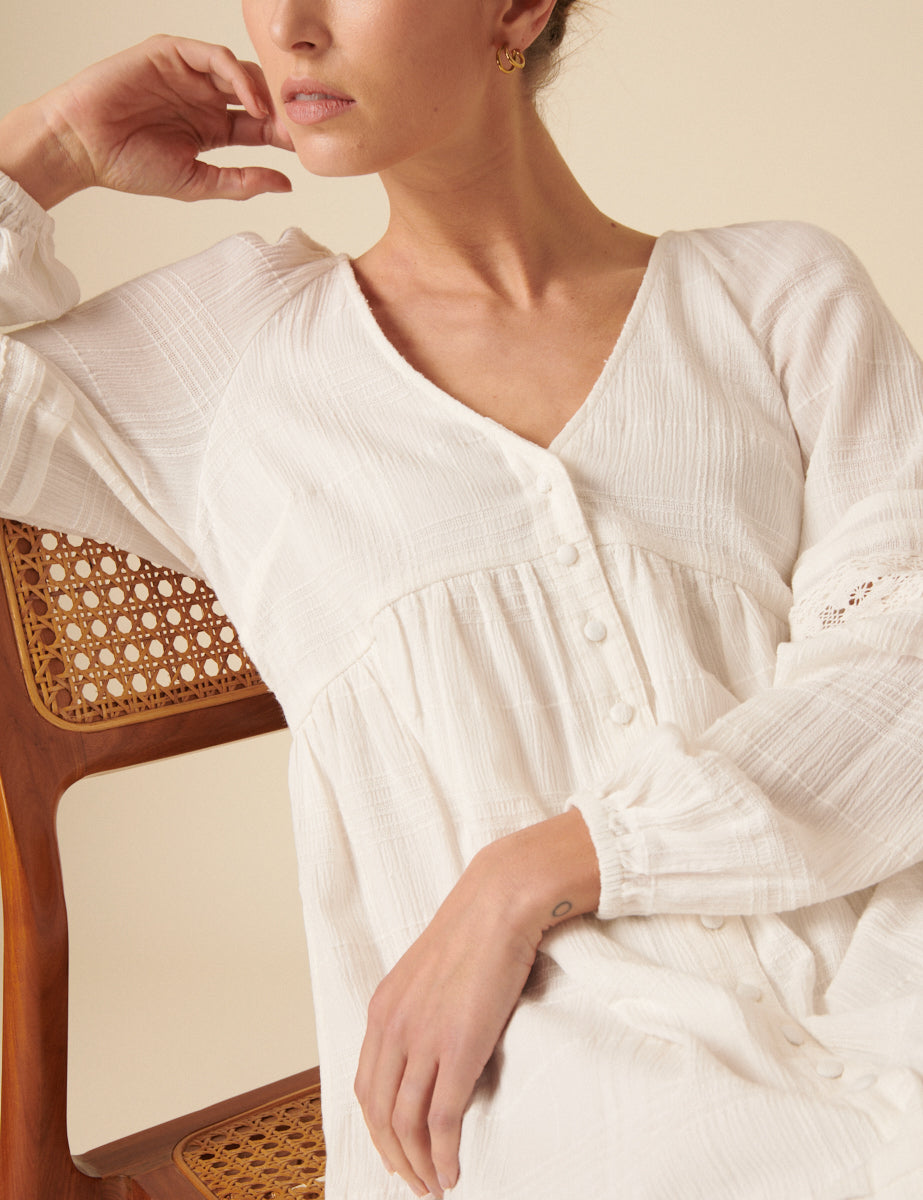 White Long Sleeve Shanice Mini Dress