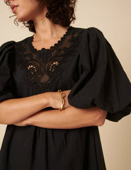 Black Tori Mini Smock Dress